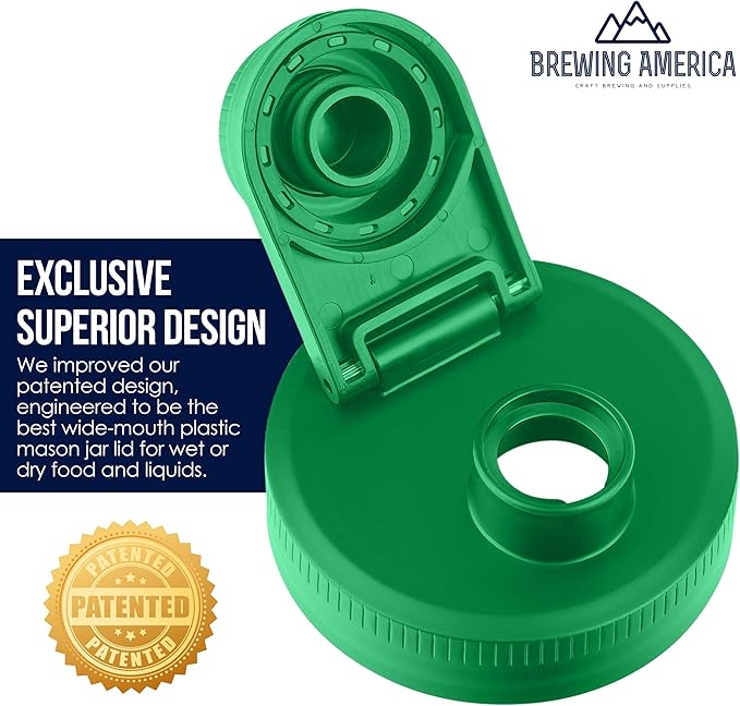 Brewing America Mason Jar Drinking Cup Pint and Half Drinking Lid and Azure 24oz Jar (2, Tractor Green)