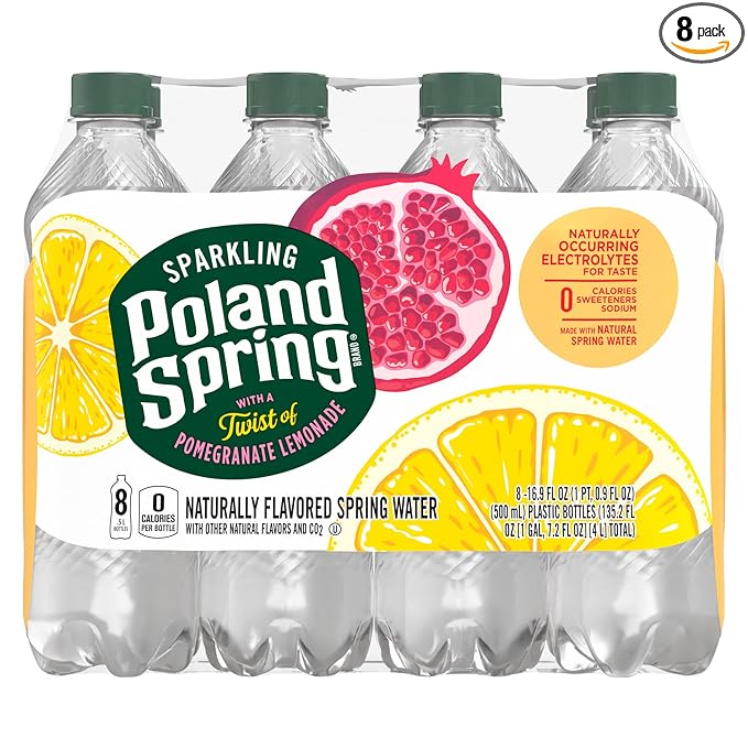 Poland Spring Sparkling Water, Pomegranate Lemonade, 16.9 oz. Bottles (Pack of 8)