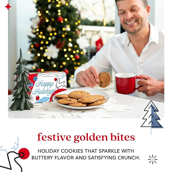 David's Cookies Winter Wonderland Thin and Crispy Cookies Tin – Gourmet Crunchy Cookies in Festive Sweet Sampler – Holiday Dessert Gift for Friends Family, Christmas Treats and Seasonal Celebrations