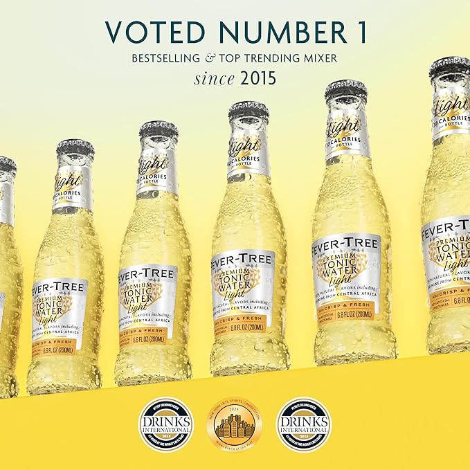 Fever-Tree Refreshingly Tonic Water, Light, 163.2 Fl Oz (Pack of 24)