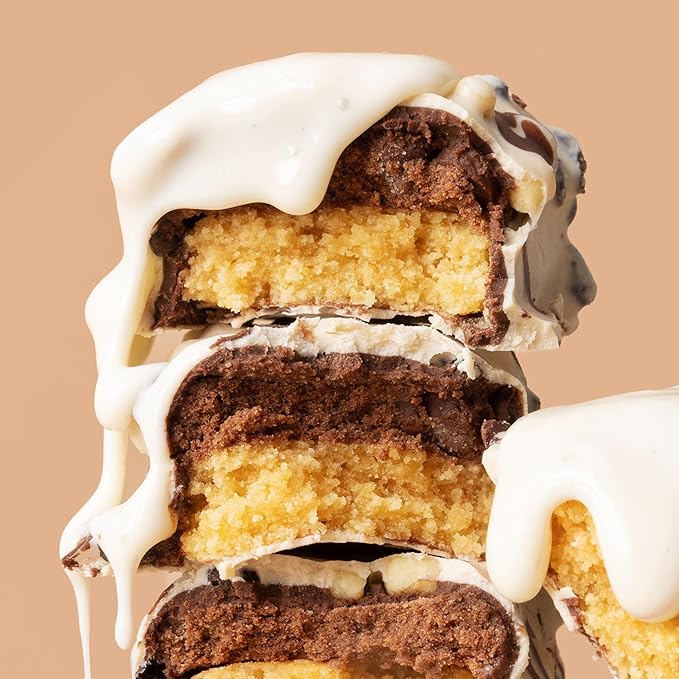 FITCRUNCH Full Size Protein Bars, 6-Layer Baked Bar, 8g of Sugar, Gluten Free & Soft Cake Core (12 Bars, Milk and Cookies)