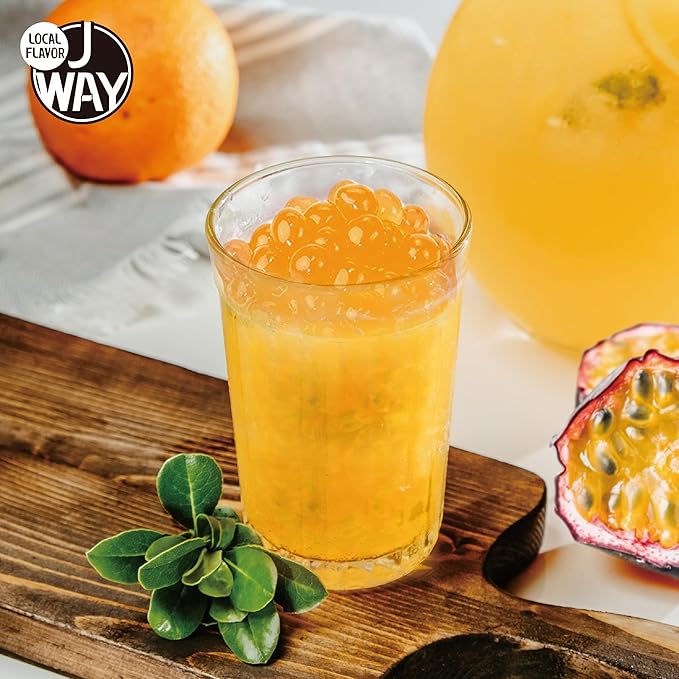 J WAY Bursting Popping Passion Fruit Boba Pearls, Passion Fruit Syrup, Non-Dairy, Fat-Free Popping Tapioca Boba for Beverages, Sweets, Ice Cream (2LB, 1 Pack)