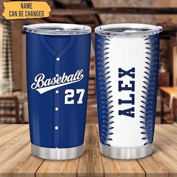 Hyturtle Personalized Baseball Tumbler Baseball Players Design Stainless Steel Double Walled Vacuum Insulated Tumblers 20oz30oz Coffee Travel Mug Cup Christmas Gift For Men Boys Friends Dad Sports Fan