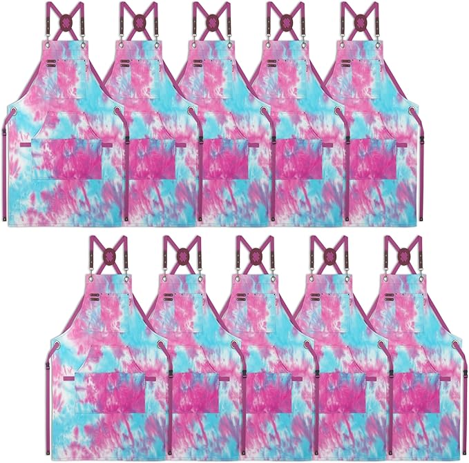 10 Pack Kitchen Apron, Work Apron, Canvas, Multiple Pockets, Gardening, Painting, BBQ, Artist, Carpenter, Sizes M to XXL, Phantom Blue