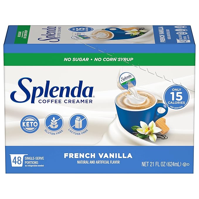 SPLENDA Single Serve Coffee Creamer Cups, Sugar Free French Vanilla, 48 Count (Pack of 2)