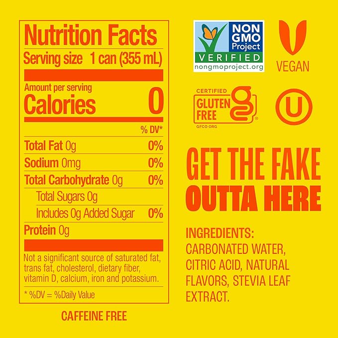 Zevia Zero Sugar Soda, Orange, 12 oz Cans (24-Pack) – Naturally Sweetened, Non-GMO Project Verified, Gluten-Free, Vegan