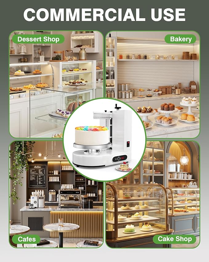 PYY Cake Decorating Machine - 4-12 Inch Automatic Cake Cream Spreading Machine for Cake Smoothing Machine, Electric Cake Turntable 60-320 RPM with Graduated Scrapers Maquina Para Decorar Pasteles