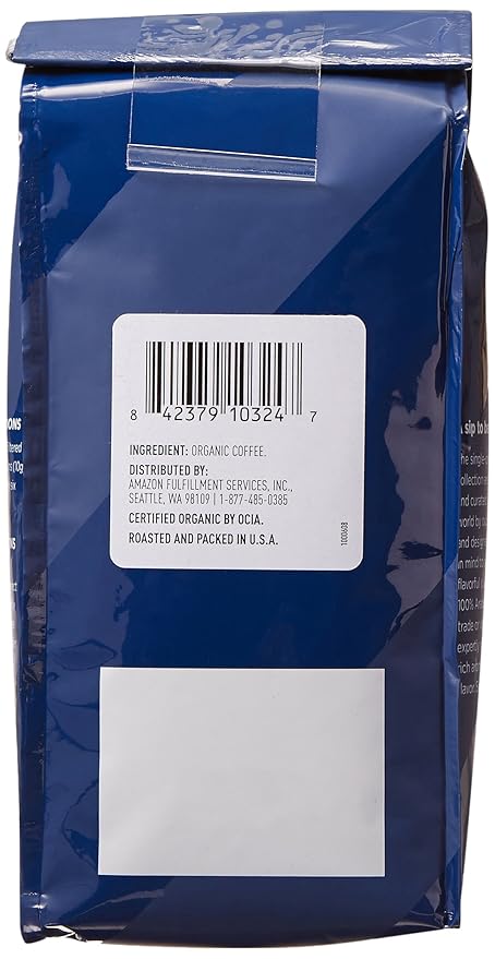 AmazonFresh Organic Fair Trade Peru Whole Bean Coffee, Medium Roast, 12 Ounce (Pack of 2)