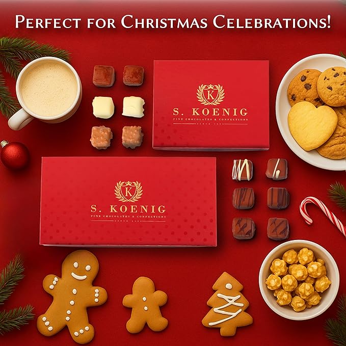 Luxury Milk Chocolate Truffles Gift Box – 12 Piece Assorted Belgian-Style Holiday Chocolates – Gourmet Candy for Christmas Gifts, Stocking Stuffers, Birthdays, Anniversaries & Dessert Platters