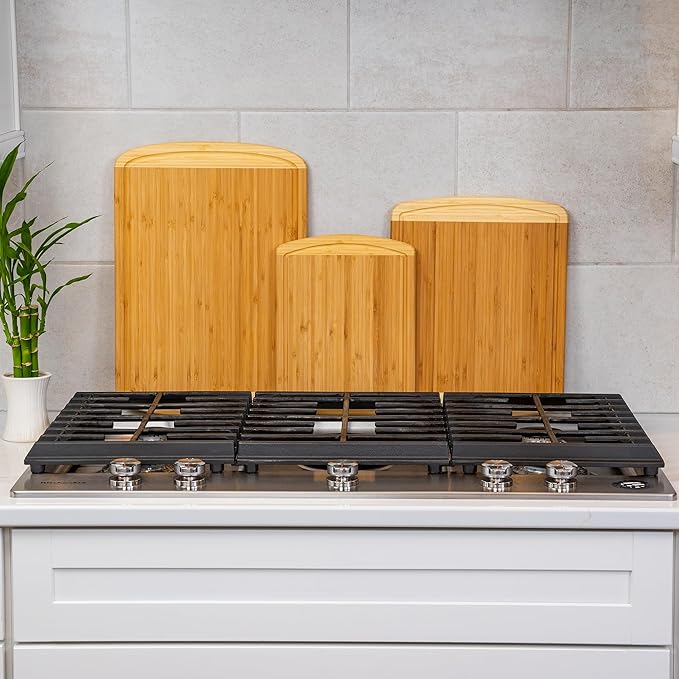 FSC® Certified Extra Large Bamboo Cutting Board Set, Organic Wood Cutting Boards for Kitchen with 67% Larger Surface, Non Toxic Cutting Boards with Lifetime Replacements