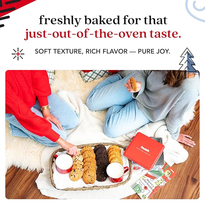 David’s Gourmet Fresh Baked Merry Christmas Assorted Holiday Cookies Tin – 1Lb All-Natural Handmade Soft Variety Cookies in a Premium Gift Box