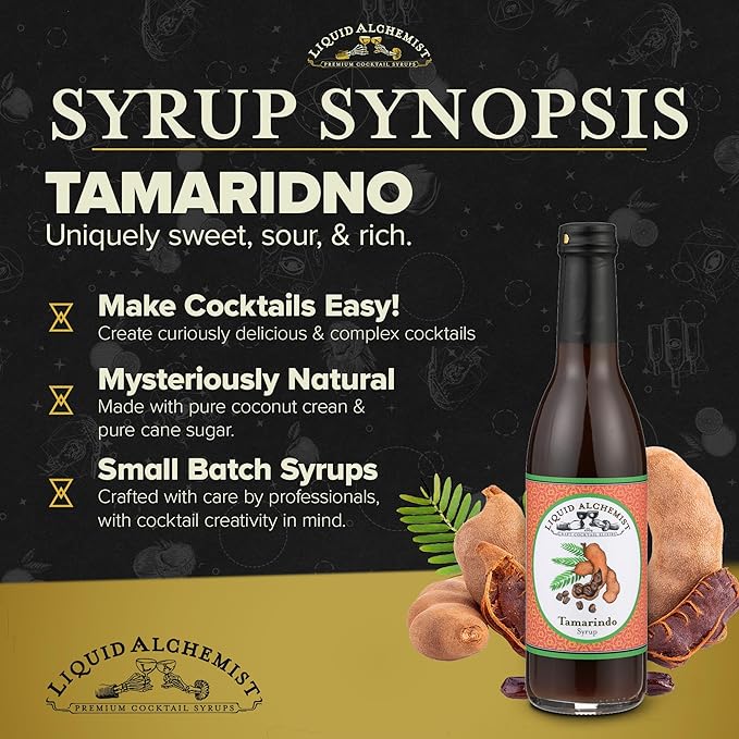 Liquid Alchemist Tamarind Syrup for Cocktails - Real Ingredients Make our Tamarindo Syrup the Perfect Spicy Margarita Mix - Made with Fresh Tamarind Puree & All Natural Tamarind Concentrate (12 oz)