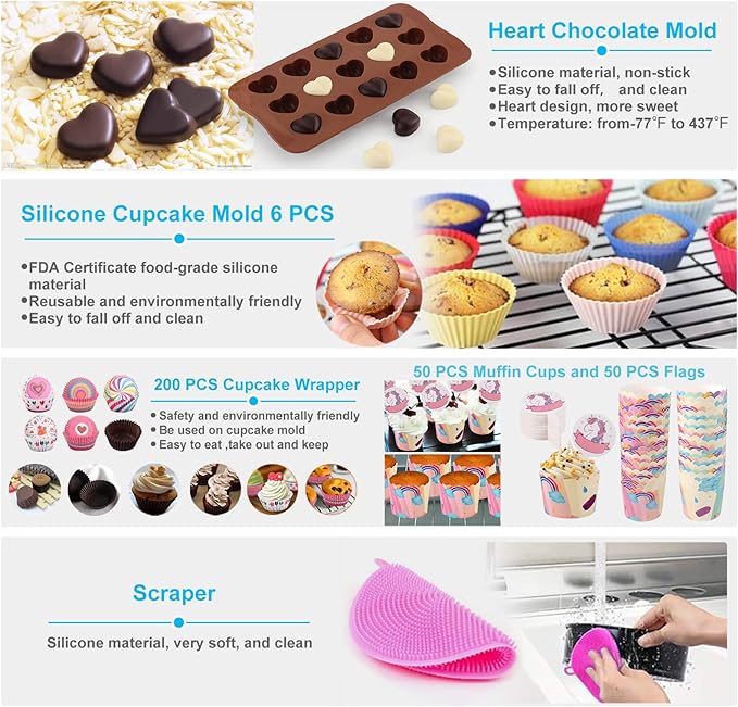 Cake Decorating Kits 567 PCS Baking Set with Springform Pans Set, Rotating Turntable, Decorating Tools, Cake Baking Supplies for Beginners and Cake Lovers