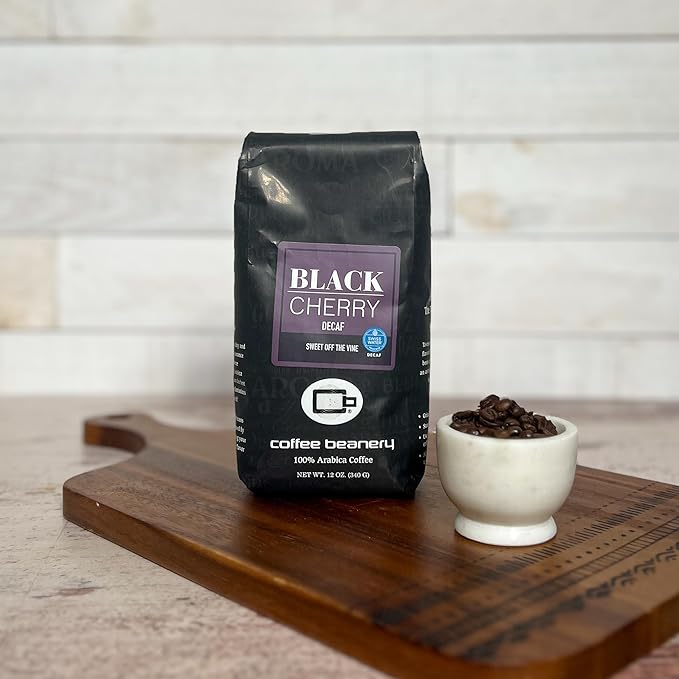 Coffee Beanery Black Cherry Flavored Coffee Swiss Water Process Decaf | 100% Specialty Arabica Coffee | 12oz bag (Automatic Drip)