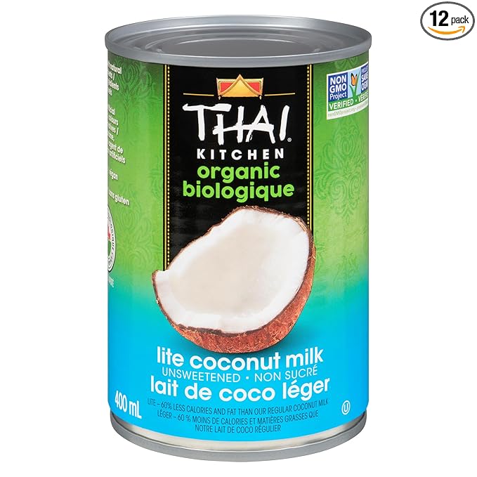 Thai Kitchen Organic Unsweetened Lite Coconut Milk, 13.66 fl oz (Pack of 12)