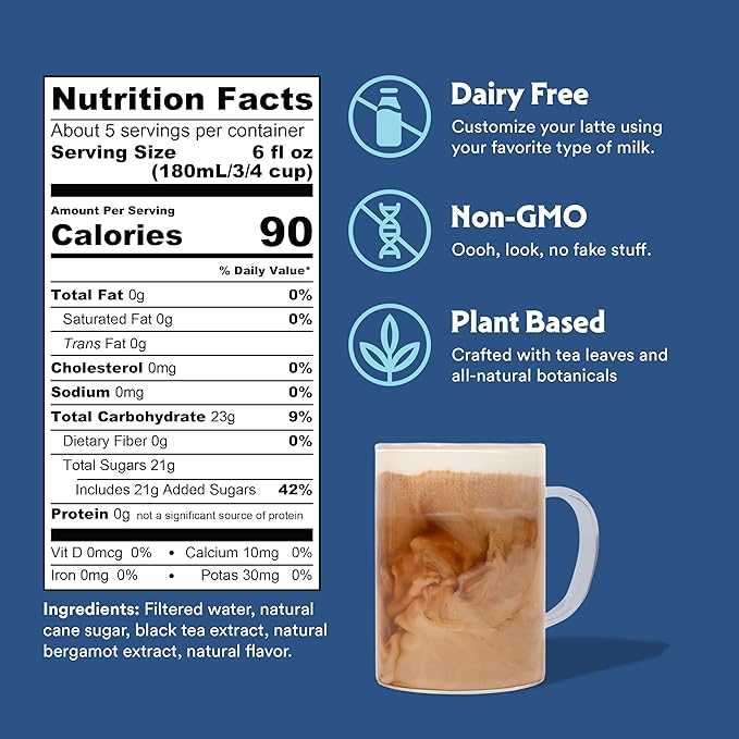STASH Earl's Delight Latte - Dairy Free Plant Based Black Tea Concentrate - Caffeinated - 32 fl oz, 5 Servings (Pack of 2)