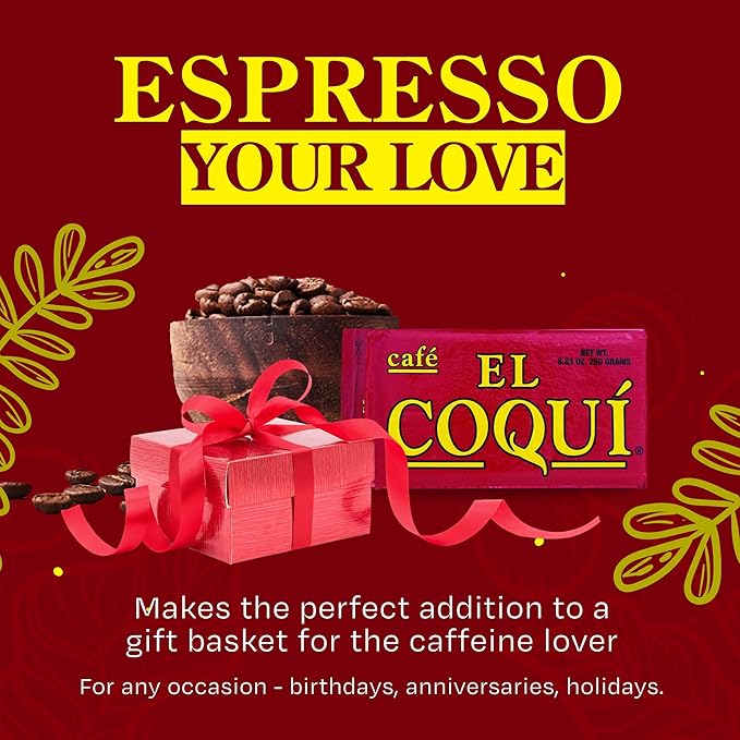 El Coquí Dark Roast Espresso Ground Coffee, Rich, Ground Coffee, Bulk Coffee, Authentic Puerto Rican Style Coffee, Vacuum Sealed, Ground Espresso Beans, 8.83 oz (12 pack)