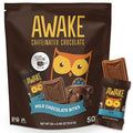 AWAKE - Caffeinated Chocolate Bites - Milk Chocolate, 50 Bites - 50mg Caffeine - Individually Wrapped Energy Bites - Coffee Alternative - Fairtrade, Gluten Free, Non GMO - 0.48oz