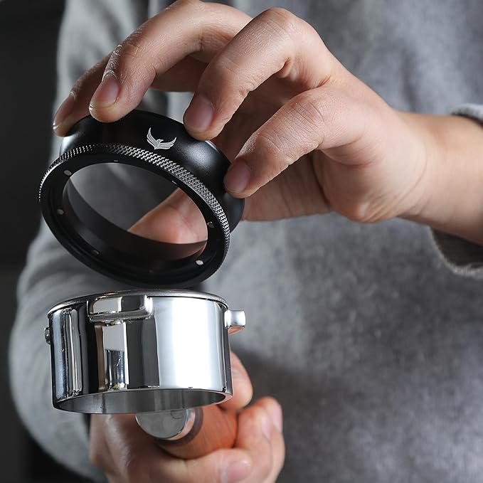 58mm Espresso Must Haves Tools Portafilter Funnel, Self Leveling Tamper, Coffee Distributor, Espresso Needle Whisk and Puck Screen