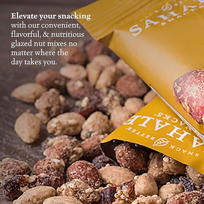 Sahale Snacks Honey Almonds Glazed Mix, 1.5 oz Grab & Go Bags (18 Packs) - Dry-Roasted Deluxe Mixed Nuts with Tart Cranberries & Madagascar Vanilla - Non-GMO, Kosher, & Certified Gluten-Free Snacks