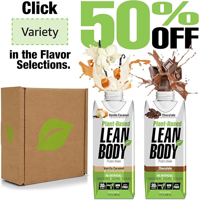 Lean Body Ready-to-Drink, Plant-Based Vegan Taster Pack, 30g Protein, No Artificial Flavors, Sweeteners or Colors, Non GMO, Gluten Free, Premium Pea & Rice Blend (Pack of 2)