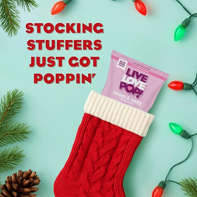 Live Love Pop Sweet and Salty Kettle Corn Flavored Gourmet Popcorn, 1.5 Oz (Pack of 12), Individual Snack Size Bags, Healthy Snack, Gluten Free, Vegan & Non-GMO, Mission Driven Munchies