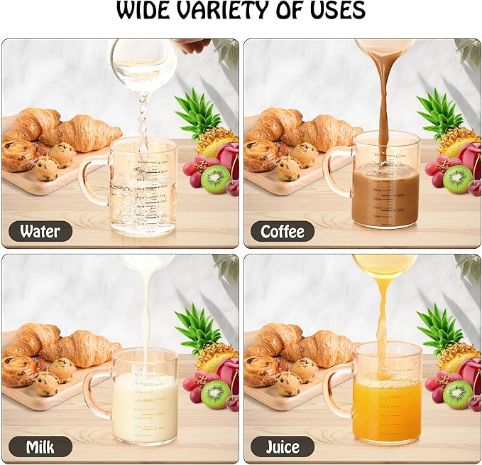 8oz Borosilicate Glass Measuring Cup with Spout Heat&Cold Resistant, Precise oz/ml Measurements, Drip Free Pouring for Kitchen, Baking, Coffee & Lab Easy to Clean Durable & Non-Toxic (Colourful-A)