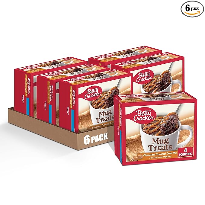 Betty Crocker Mug Treats Chocolate Caramel Cake Mix with Caramel Topping, 4 Servings, 12.5 oz. (Pack of 6)