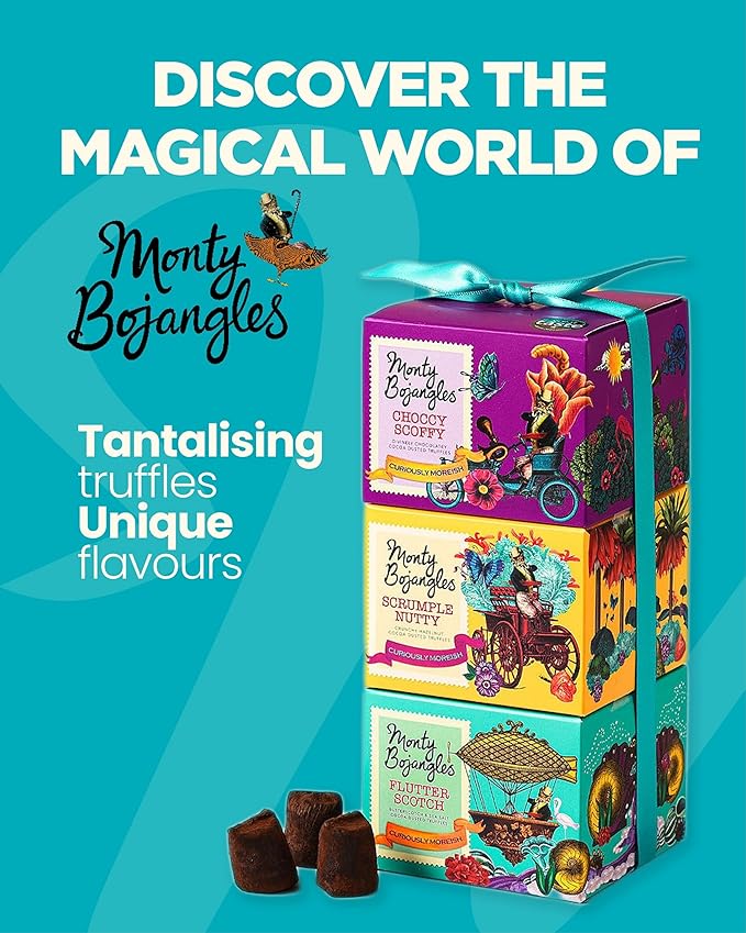 Monty Bojangles Cocoa Dusted Truffles Gift Tower (3 x 3.5oz Boxes) - 3 Flavors of Luxury Chocolate Truffle - The Perfect Chocolate Gift Box Selection