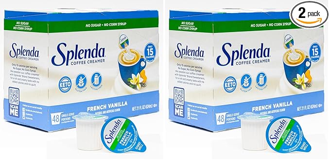 SPLENDA Single Serve Coffee Creamer Cups, Sugar Free French Vanilla, 48 Count (Pack of 2)