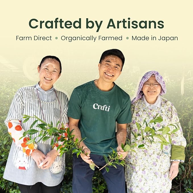 Crafti Ceremonial Grade Matcha Powder (Organic) - Unsweetened Authentic Japanese Daily Matcha Green Tea Powder from Uji, Kyoto for Barista-Grade Lattes (30g / 1oz)