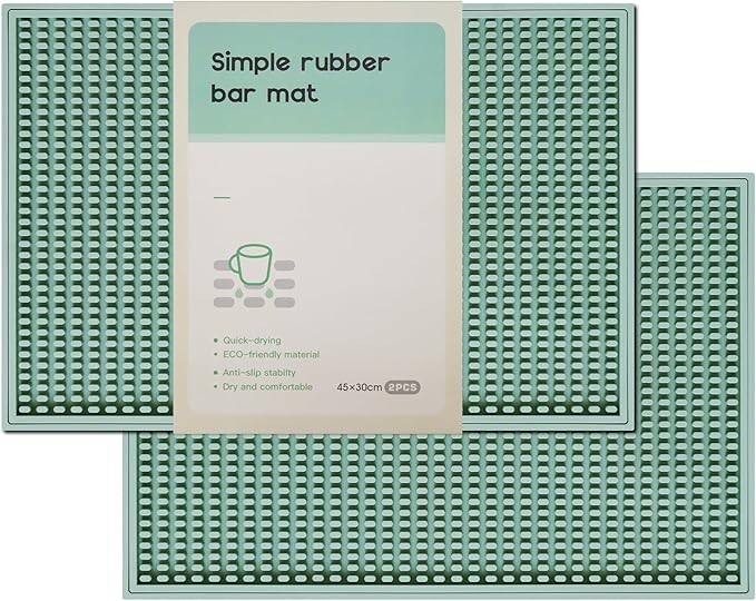 2 Pack Bar Mat, Home Bar Tool Drying Mats, Bar Accessories for The Home Bar Set 18''x12''（Green） for Bars, Outdoor Camping, Bar for Home