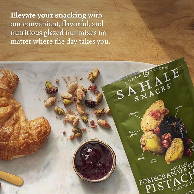 Sahale Snacks Pomegranate Flavored Pistachios Glazed Mix, 4 Ounces (Pack of 6)