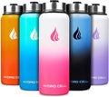 HYDRO CELL Stainless Steel Insulated Water Bottle with Straw - For Cold & Hot Drinks - Metal Vacuum Flask with Screw Cap and Modern Leakproof Sport Thermos for Adults (White/Pink 40oz)