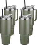 HASLE OUTFITTERS 40 oz Stainless Steel Tumbler with Handle, Vacuum Insulated Tumblers Bulk, Reusable Double Wall Travel Coffee Mug, Durable Powder Coated Water Bottles(Army Green, 4)