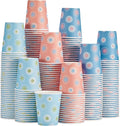 300 Pack Paper Cups 8 oz, Disposable Coffee Cups, Paper Coffee Cups 8 oz, Colourful Hot/Cold Beverage Drinking Cup for Water Juice or Tea, Office Party Home Travel - Daisy