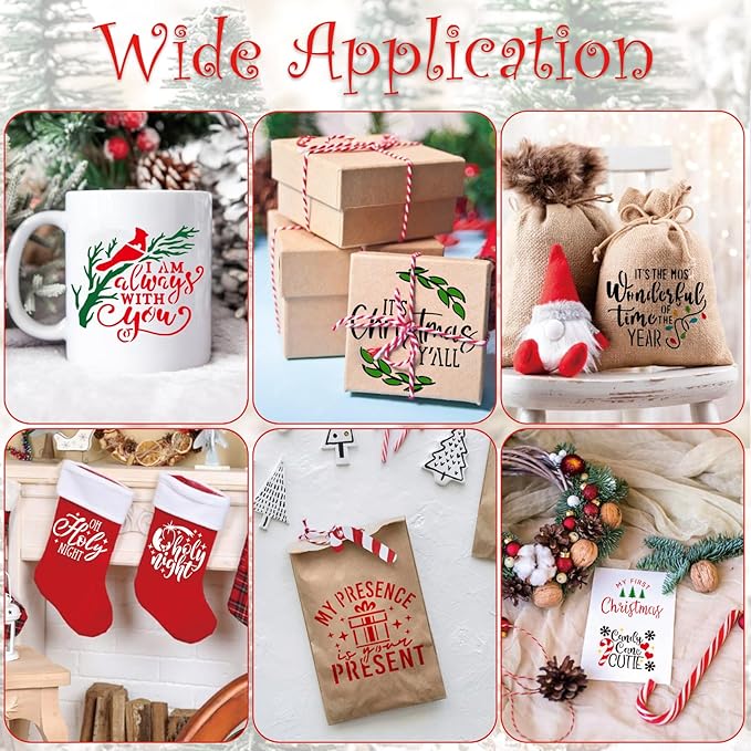 30 Pcs Christmas Stencils for Painting on Wood 4 Inch Reusable Small Christmas Ornament Stencil for DIY Crafts Ornament Wood Card Paper Fabric (30 Words)