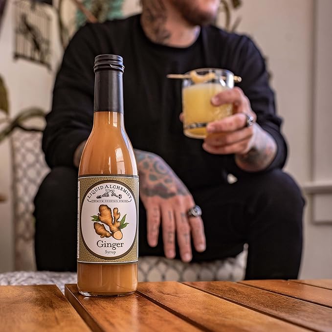 Liquid Alchemist Ginger Syrup for Cocktails - Real Ingredients Make our Liquid Ginger Puree for Cocktails the Perfect Moscow Mule Cocktail Syrup - Our Moscow Mule Mixer is Non-GMO, & Vegan (12 oz)