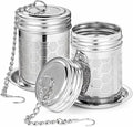 2 Pack Tea Strainers Infuser for Loose Tea 304 Stainless Steel Mesh Loose Leaf Steeper Diffuser with Chain Hook and Threaded Lid for Black Tea, Spices and Seasonings