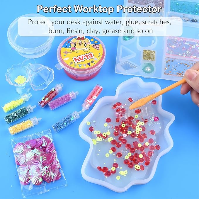 FEPITO 3PCS A3 Large Silicone Sheet for Crafts Jewelry Casting Molds, Multipurpose Silicone Mat, Reusable, Waterproof, Heat Resistant, Food Grade Placemat