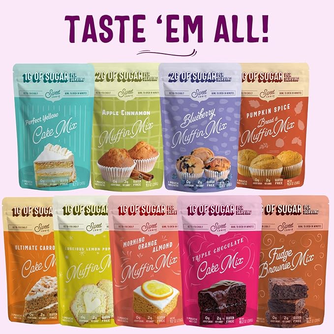Sweet Logic Keto Baking Mix - Yellow Cake - Gluten-Free - Dairy Free - Diabetic-Friendly - High Protein - Allulose - Stevia - Low Sugar - Low Carb - Quick 20-Minute Prep (1-2G Net Carbs Per Serving)