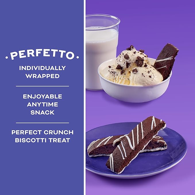 Nonni's Cookies & Crème Biscotti, Rich Dark Cocoa Cookie with Vanilla Icing, 8 Individually Wrapped Bakery Snacks, 6.88 oz