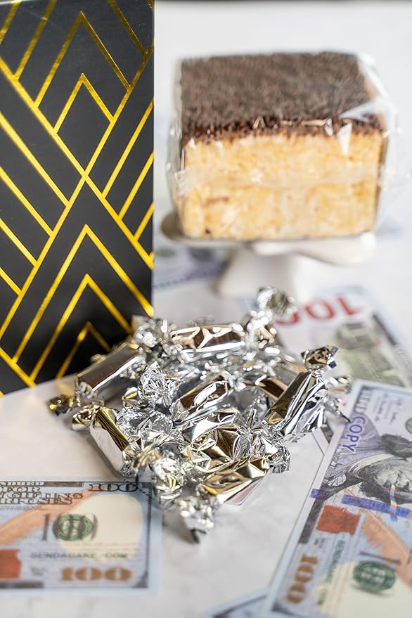 Luxe Billionaire Birthday Gift Box by Send A Cake – Music Box with Shooting Birthday Bills, Sweet Caramels & 3" Chocolate Sprinkle Crispy Cake – Ready-to-Gift, No Assembly, Gift for Women, Men & Kids