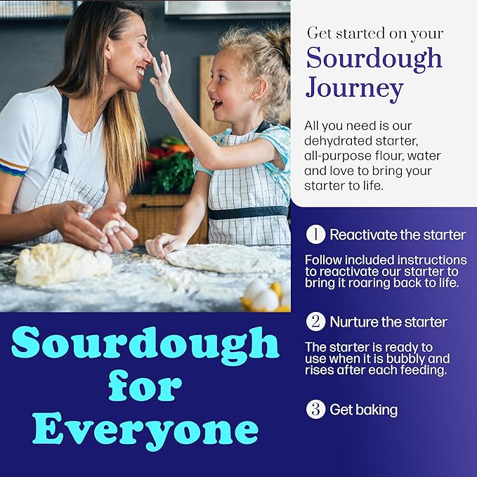 San Francisco Sourdough Starter Culture- 100+ Year Old Dehydrated Heirloom Style Sourdough Starter Kit for Sourdough Bread, Pizza, Buns, Pancakes, Muffins | Easy to follow instructions. By Captain Sourpants