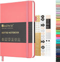 &And Per Se Dotted Journal Notebook, A5 Hardcover Leather Bullet Dotted Journal, 160 Pages 100GSM Thick Paper, 3 Sheets of Stickers Included - 5.7'' x 8'' (Rose pink)