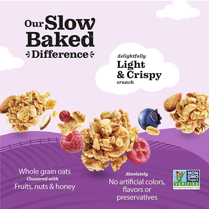 Jordans Slow Baked Granola | Variety Pack | Mixed Berry, Honey Nut, Four Nut | No Artificial Flavors, Colors, or Preservatives | Better for You Snacks for Adults & Kids | 11.4 oz (3 Pack)