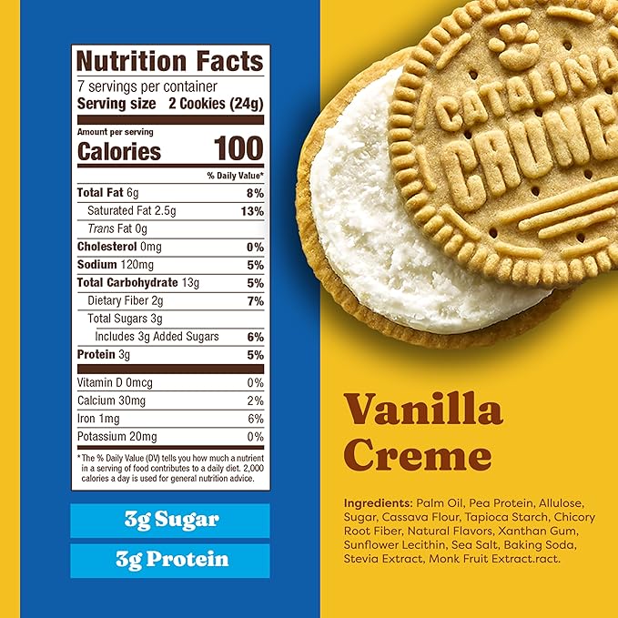 Catalina Crunch Protein Cookies, 4g Protein per Serving | Low-Sugar Sandwich Cookies | Gluten Free, Vegan | Keto Dessert Snacks, Variety Pack 4 Flavors (Pack of 4)