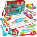 44Pcs Kids Cooking & Baking Set for Real Cooking, Kids Safe Knife & Cooking Tools Utensils with Cookbooks, Toddler Safe Montessori Kitchen Tools Birthday for Girls Boys Ages 6+