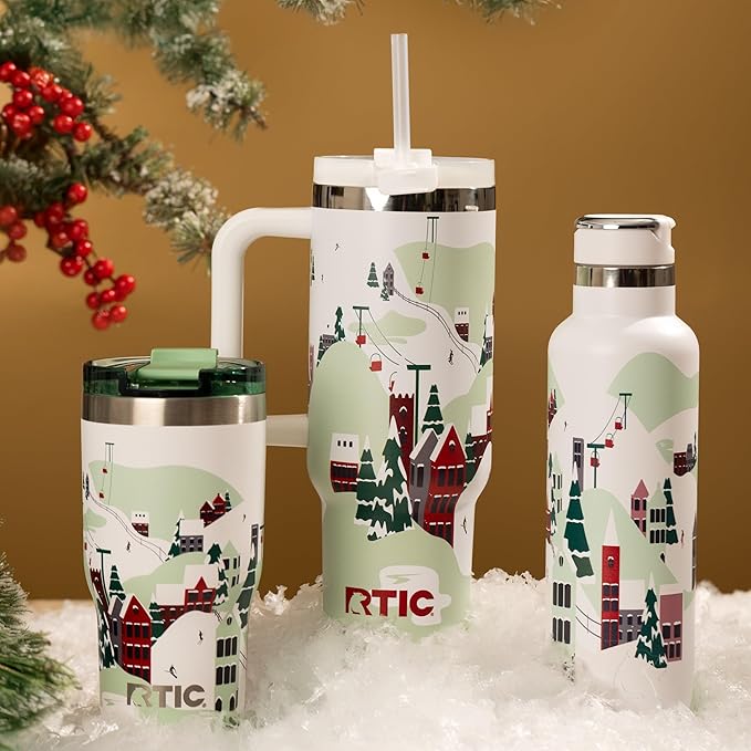RTIC 20oz Essential Tumbler with Lid, Ceramic Lined, Insulated, Stainless Steel, Metal, Double Wall Vacuum-Insulation, Travel Cup for Iced Coffee, Tea, Hot and Cold Drink, Apres Ski