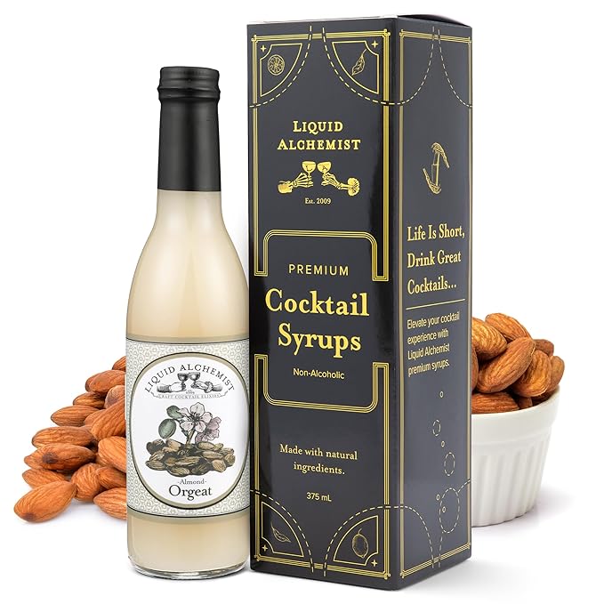 Liquid Alchemist Orgeat Syrup for Cocktails - Real Ingredients Make Our Almond Syrup the Perfect Mai Tai Mix - Non-GMO, Gluten Free & Vegan (12 oz)